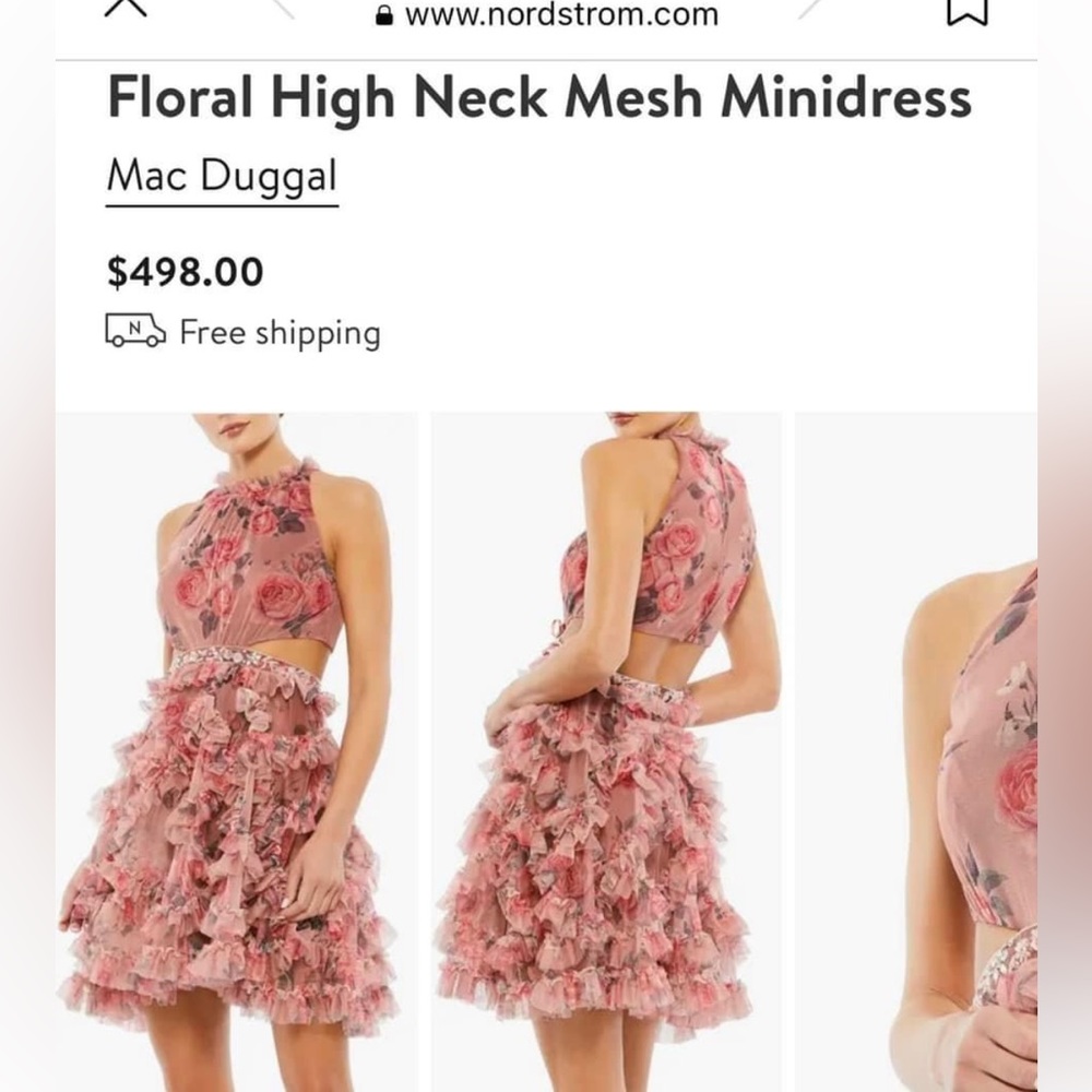 Floral High Neck Mesh Minidress
